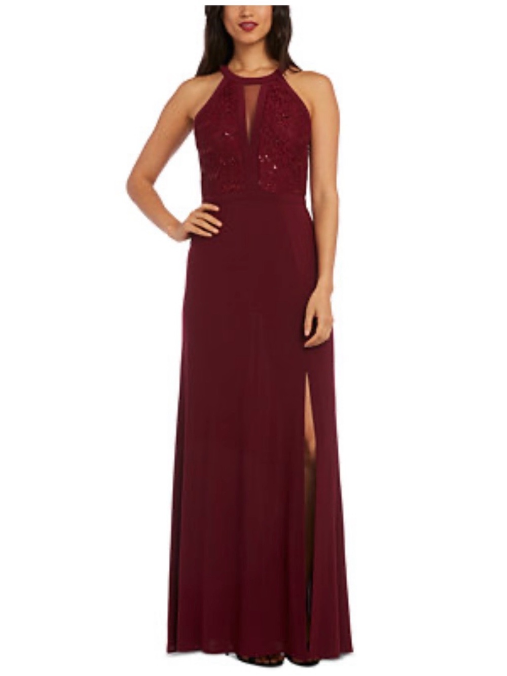 Merlot halter bridesmaid dress